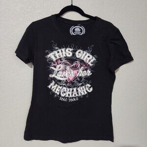 Mac Tools Shirt Womens XL Black Graphic Tee This Girl Loves Her Mechanic Top